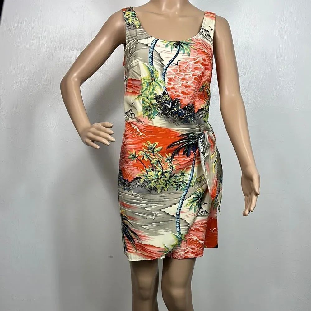 Rampage Vintage Tropical Print Sleeveless Hawaiian Wrap Sarong Dress Size 7